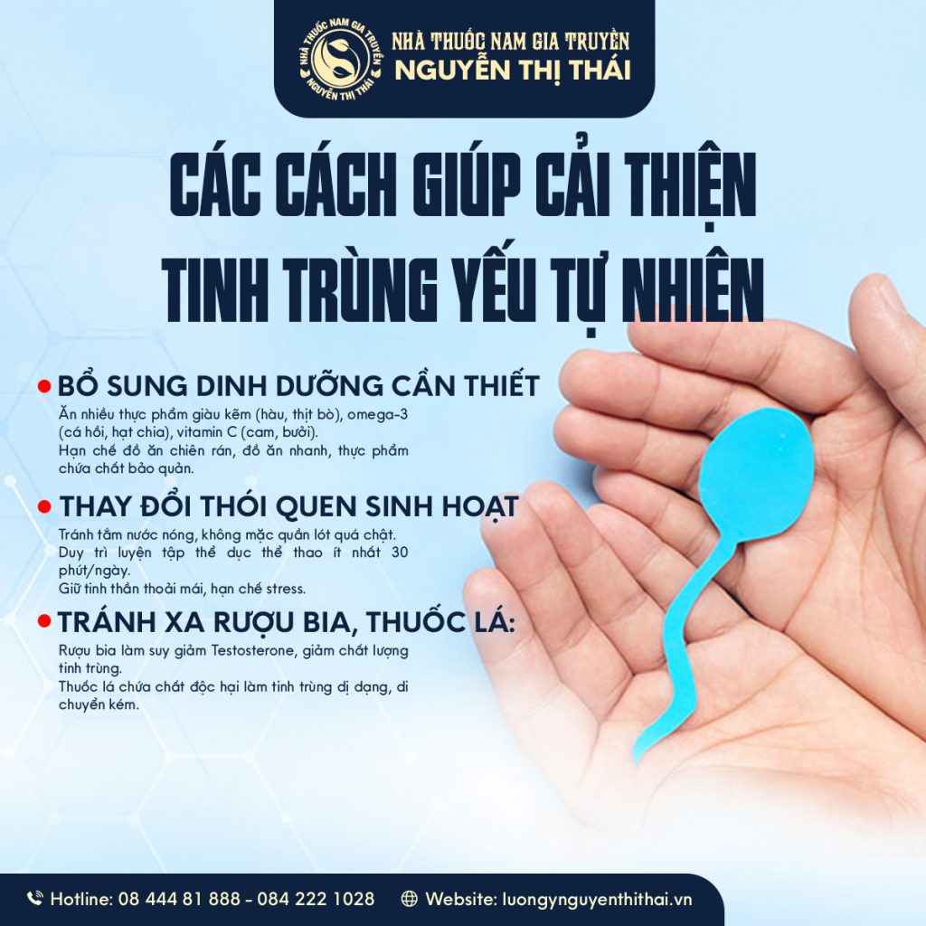 Các cách giúp cải thiện tinh trùng yếu tự nhiên.